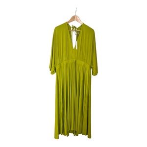 ASOS Curve Pleated Slinky Kimono MIDI Dress in Olive size 16